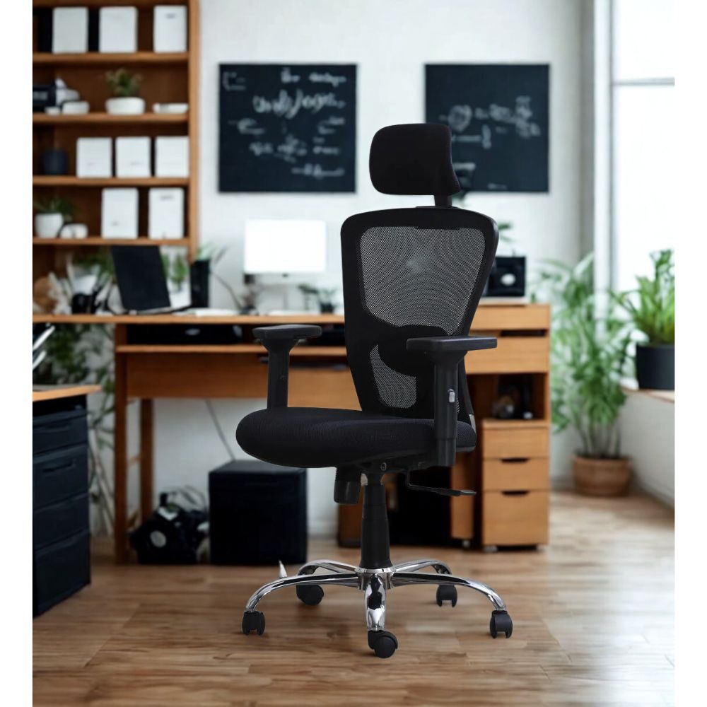 RSE Jazz Office Chair with Mesh Back, Adjustable Height, Fixed or Adjustable Handles, Ergonomic Support for Work, Study, Gaming – Black