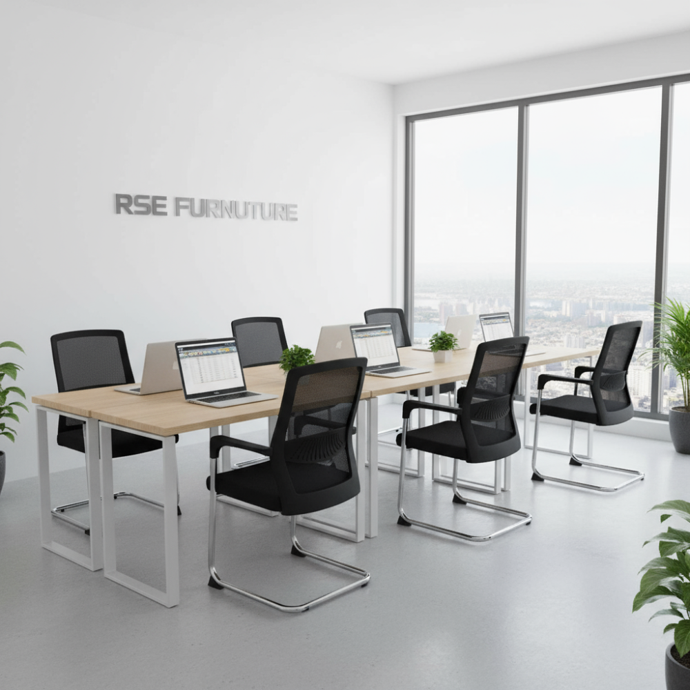 RSE 822V Visitor Chair with Mesh Back and Padded Seat Comfortable Ergonomic Office Seating with Armrest Stylish Durable Lightweight for Workspaces