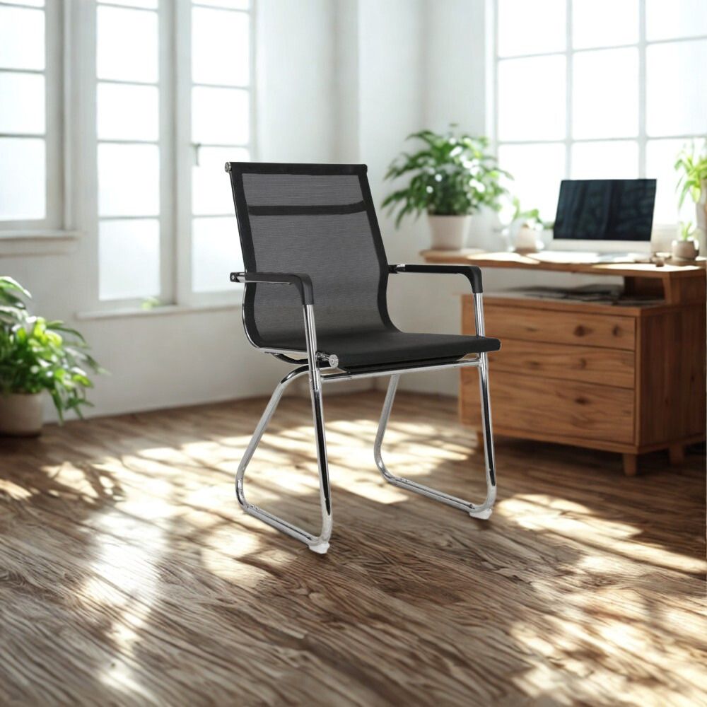 RSE Sleek Visitor Chair with Breathable Mesh, Metal Frame, and Comfortable Seat for Office, Conference Room, Reception, or Meeting Areas