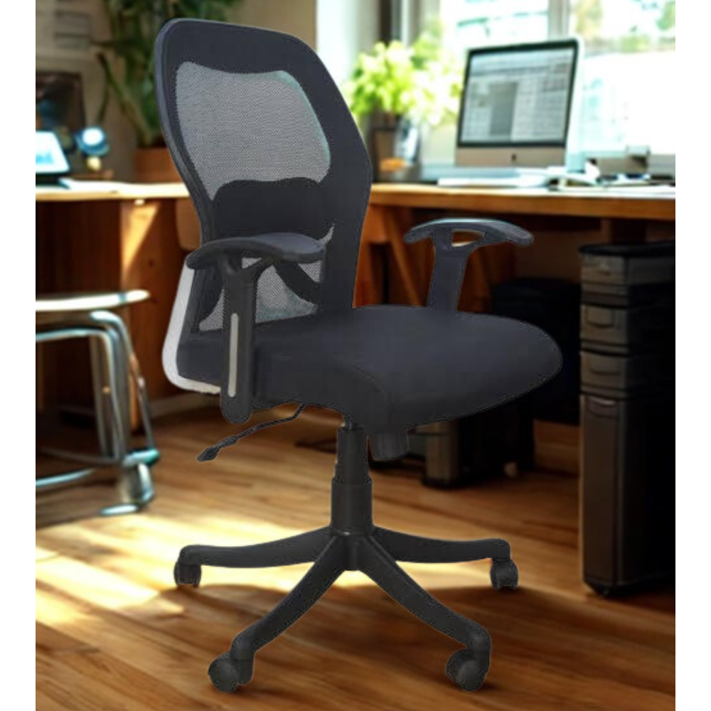 RSE Low Back Ergonomic Chair with Breathable Mesh for Office Study Gaming Desk Work Adjustable or Fixed Armrest Options in Grey and Black Finish