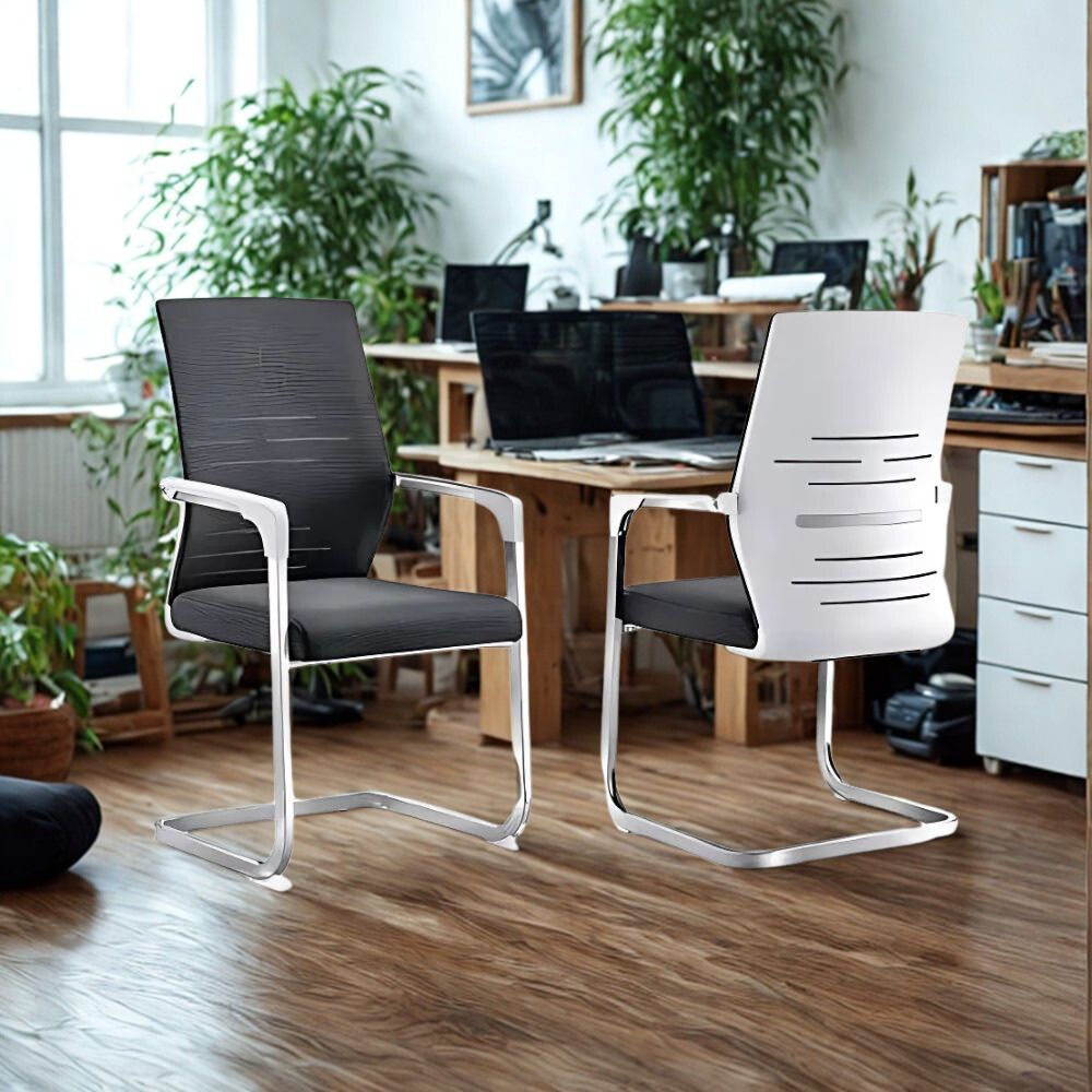 RSE Ergonomic Office Visitor Chair with Mesh Back and Cushioned Seat for Meeting Rooms Reception Training Workspace