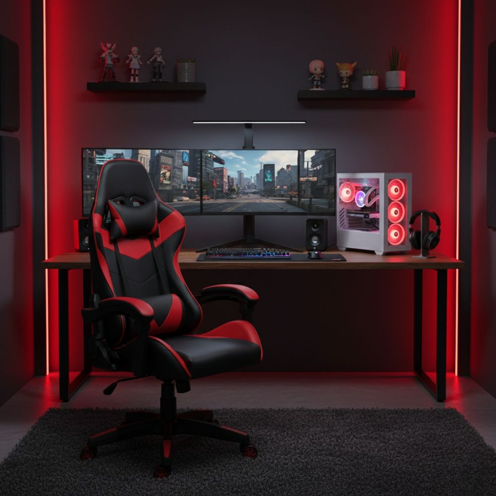 RSE High Back Reclining Gaming Chair with Footrest for PC & Office, Ergonomic Racer Style Computer Chair with Lumbar Support