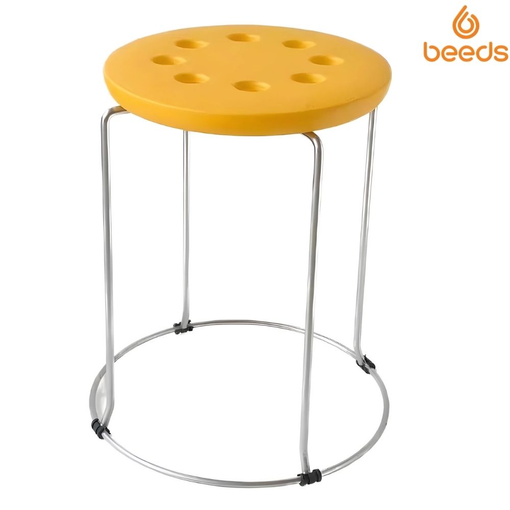 RSE Stackable Plastic Seat Stools with Metal Frame Multi-Color Lightweight Anti-Slip Design for Indoor, Outdoor, Kitchen, Classroom, Workshop or Play Area