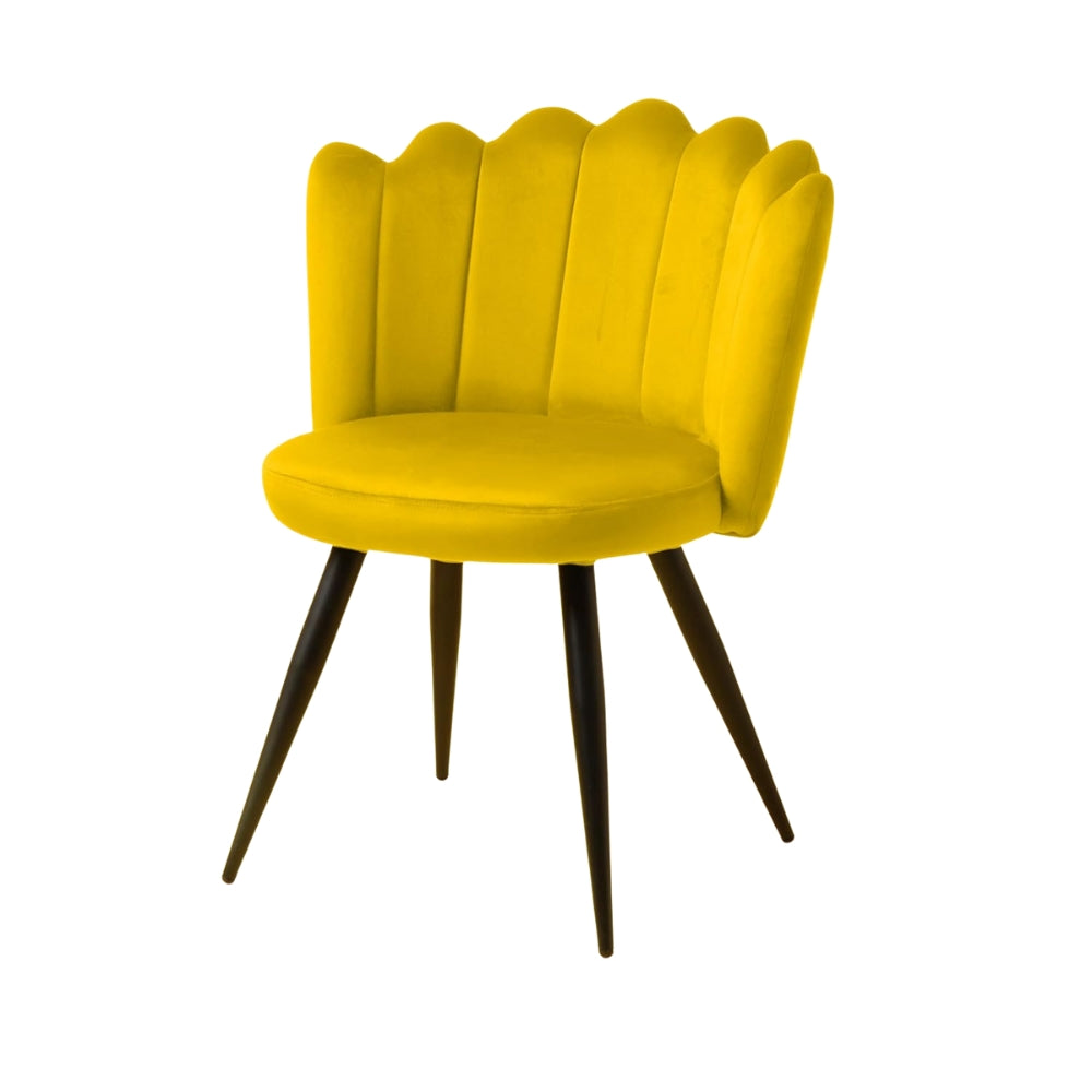 RSE Velvet Bar Chair with Shell Backrest, Cafe Accent Seating, Comfy Cushion, Black Legs, Elegant Design for Home & Restaurant